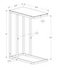 18.25" X 10.25" X 24" White Metal Tempered Glass Accent Table