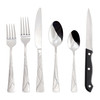 Elama Nour 48 Piece Mirror Polished + Sand Blasted Stainless Steel Flatware Set with Steak Knives
