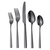 Elama Lyana 20 Piece Mirror Polished Stainless Steel Flatware Set in Black