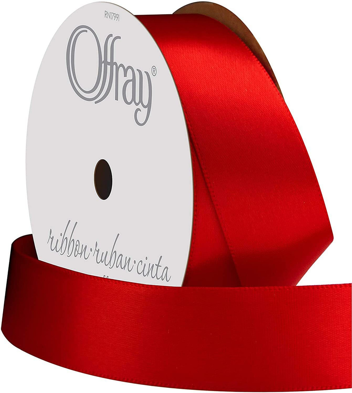 Offray Single Face Satin Ribbon Red