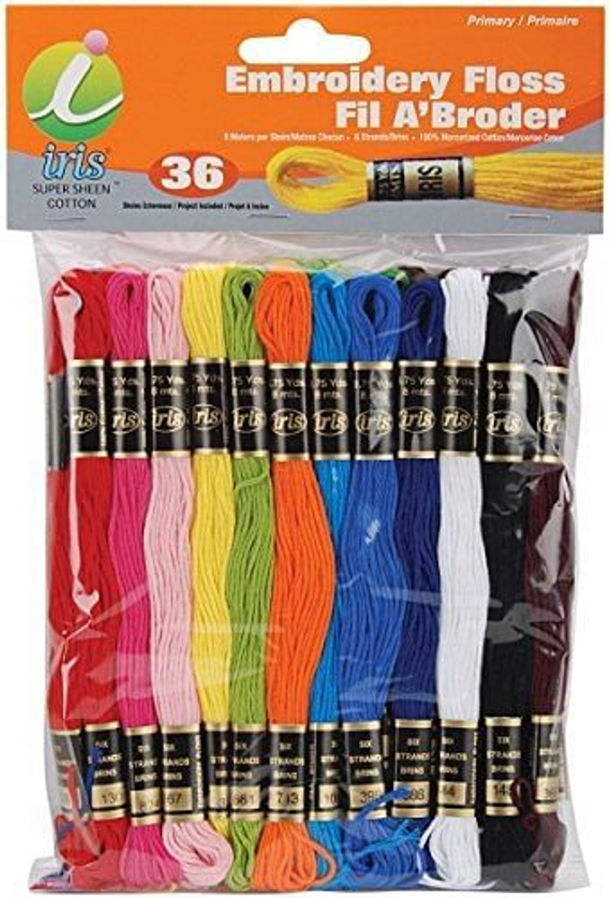 Cotton Embroidery Floss Primary 36 Skeins