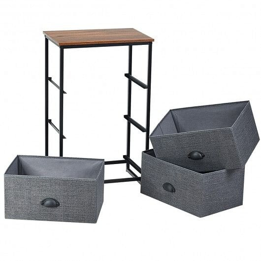 Nightstand Side Table Storage Tower Dresser Chest with 3 DrawersBlack