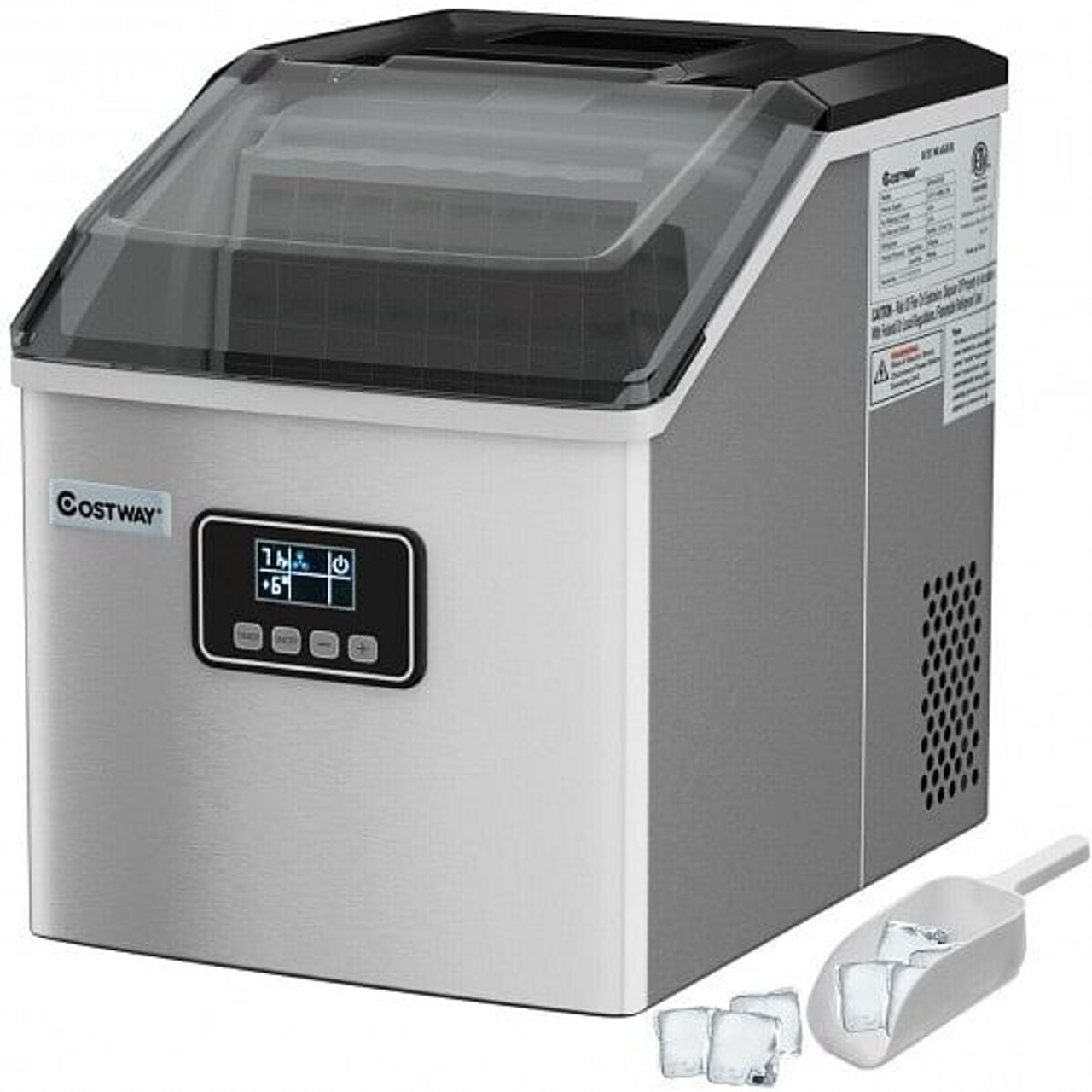 48 lbs Stainless Self-Clean Ice Maker with LCD Display