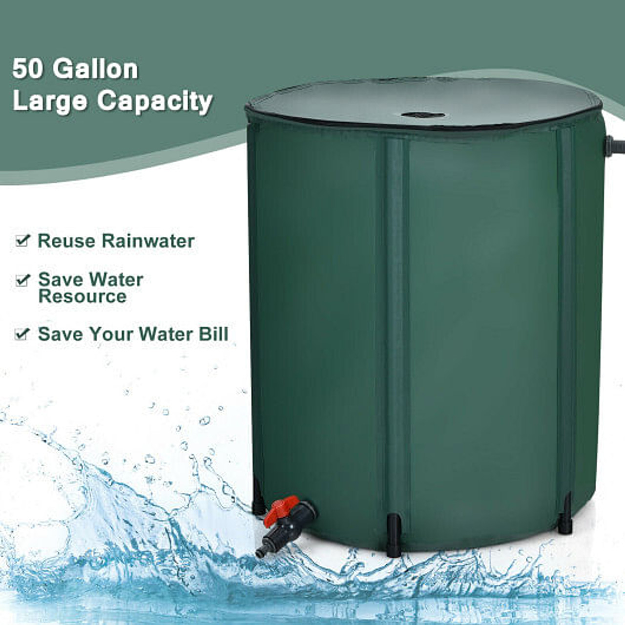 53 Gallon Portable Collapsible Rain Barrel Water Collector