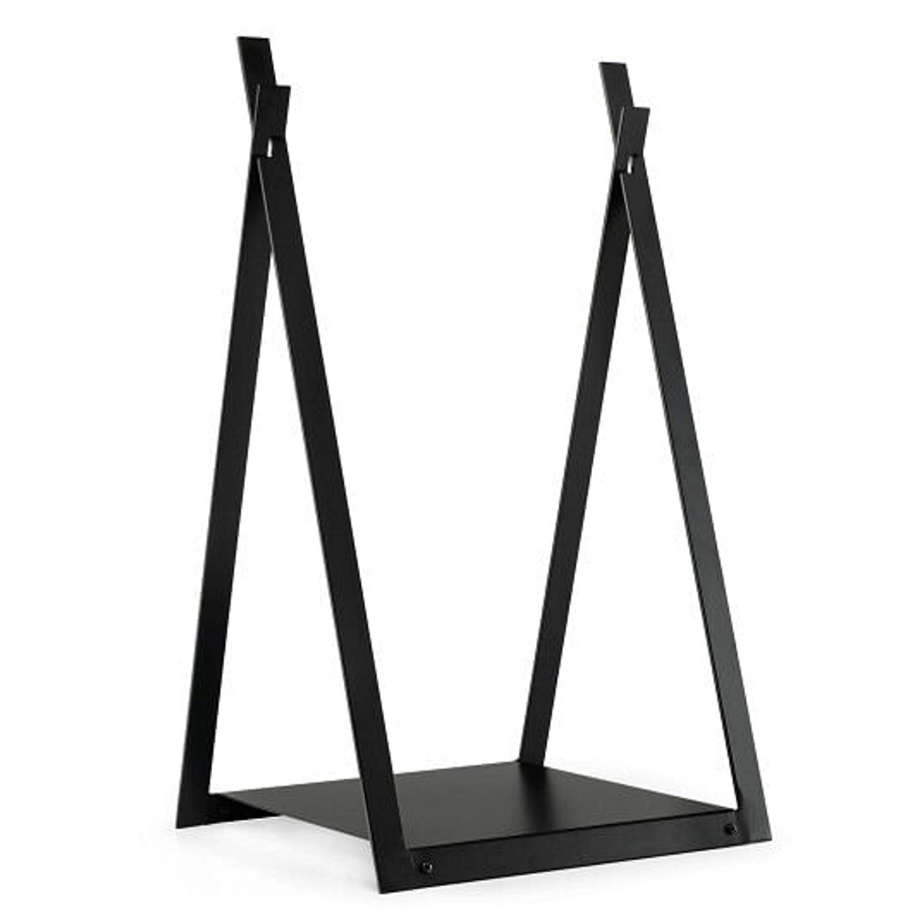 Triangle Firewood Rack with Raised Base for Fireplace Fire Pit-Black