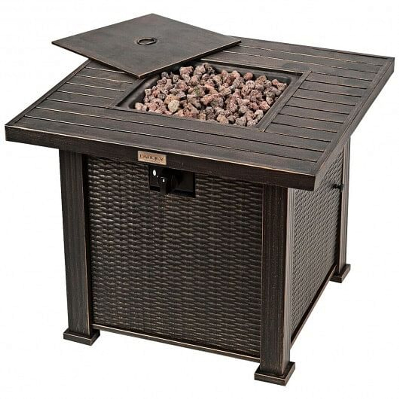 30 Inch 50000 BTU Square Propane Gas Fire Pit Table with Table Cover