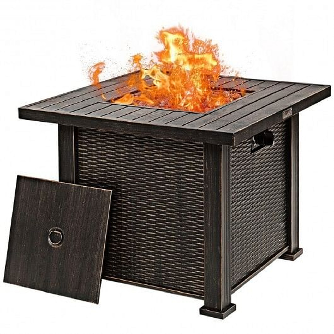 30 Inch 50000 BTU Square Propane Gas Fire Pit Table with Table Cover