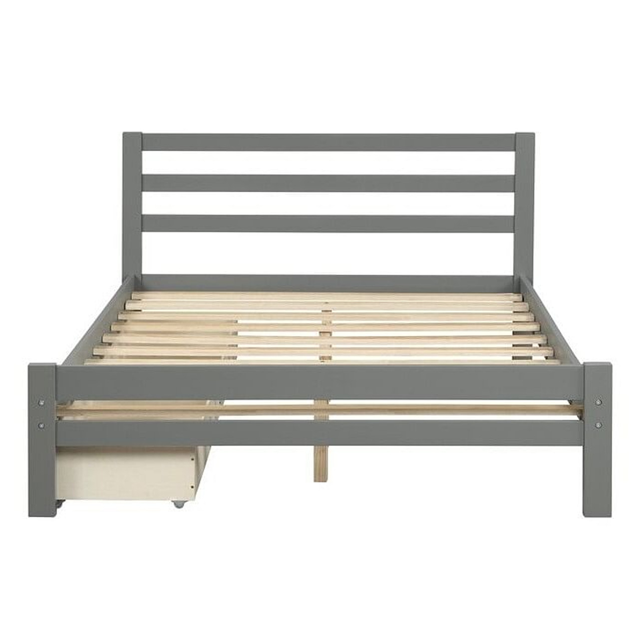 Full size Gray Low Profile 2 Drawer Storage Platform Bed