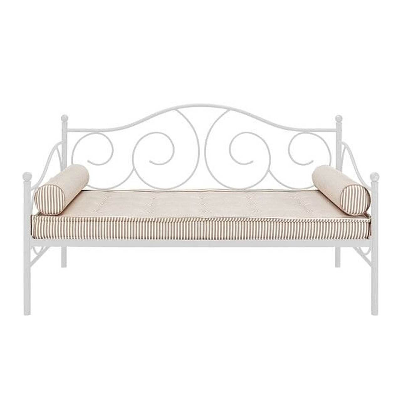 Twin White Metal Daybed with Scrolling Final Detailing - 400 lb Weight Limit