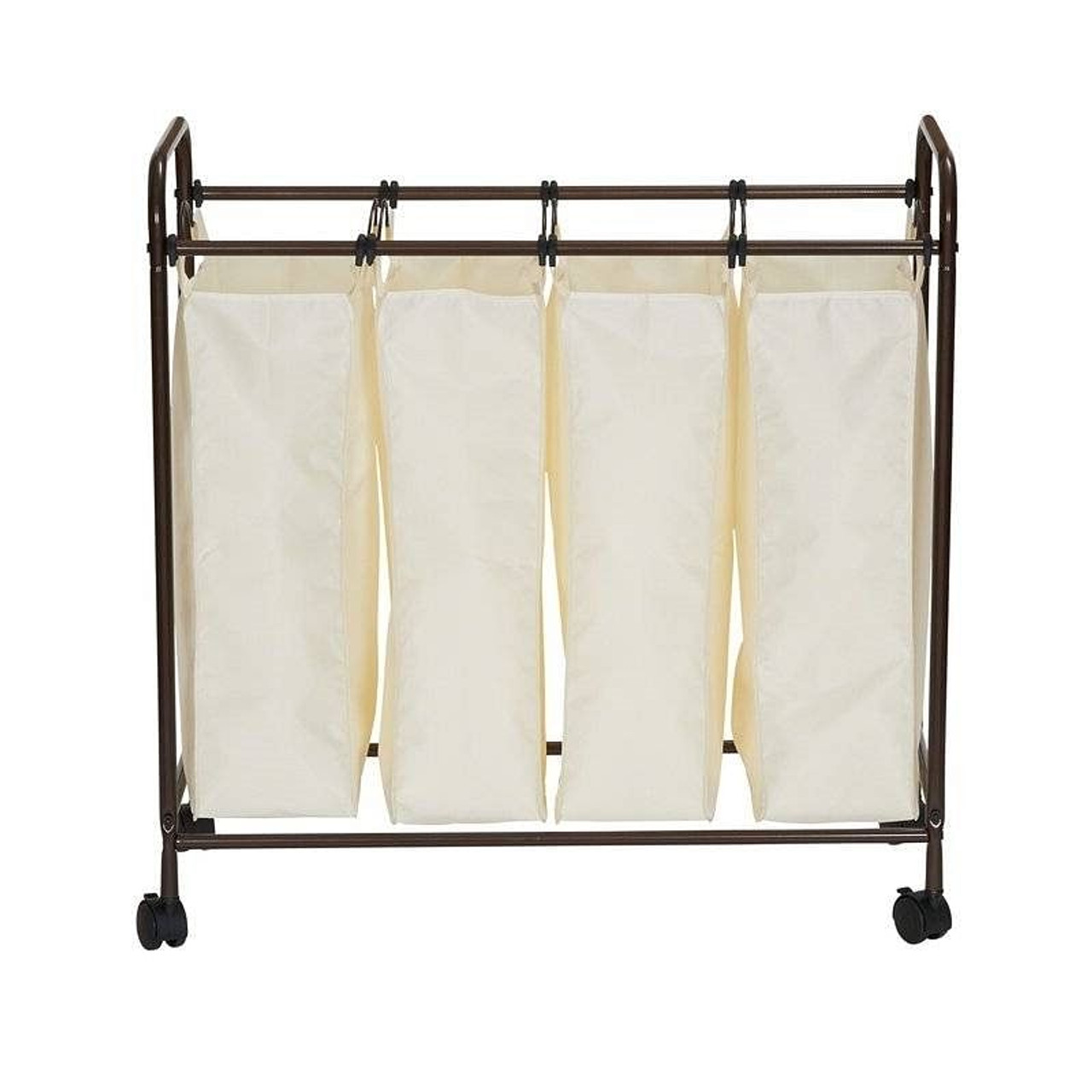 Farmhouse 4 Section Removeable Bag Wheeled Laundry Sorter Cart