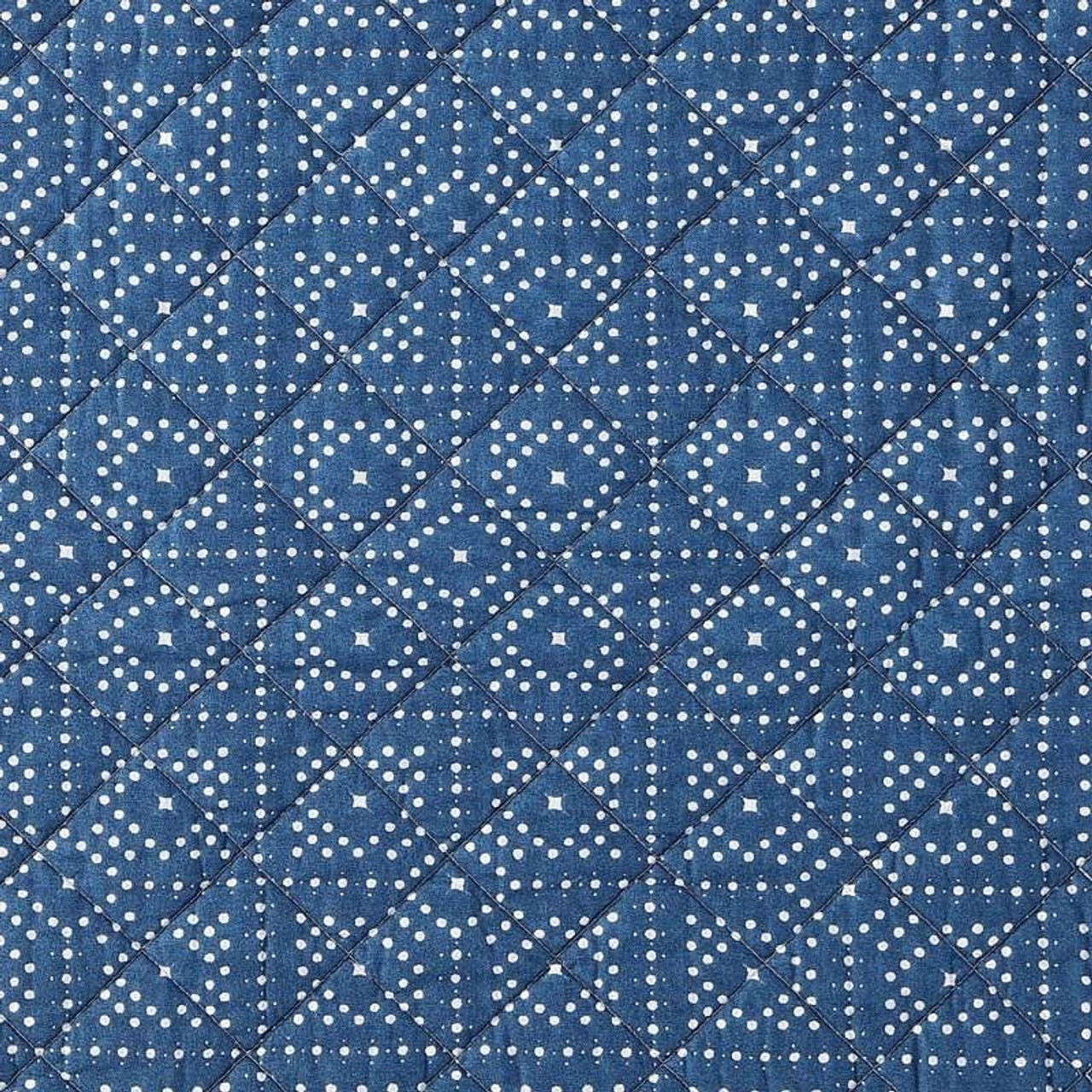 King size Blue White Dots and Stripes 100-Percent Cotton Reversible Quilt Set