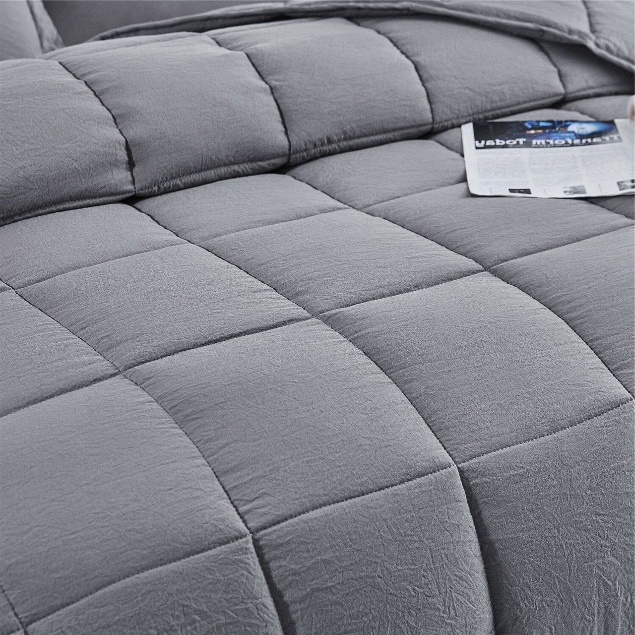King Size Grey 3 Piece Microfiber Reversible Comforter Set
