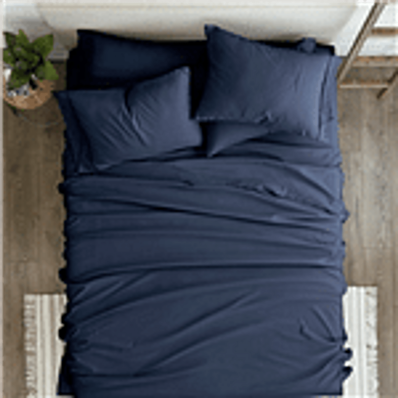 King Navy Blue 6-Piece Soft Wrinkle Resistant Microfiber/Polyester Sheet Set