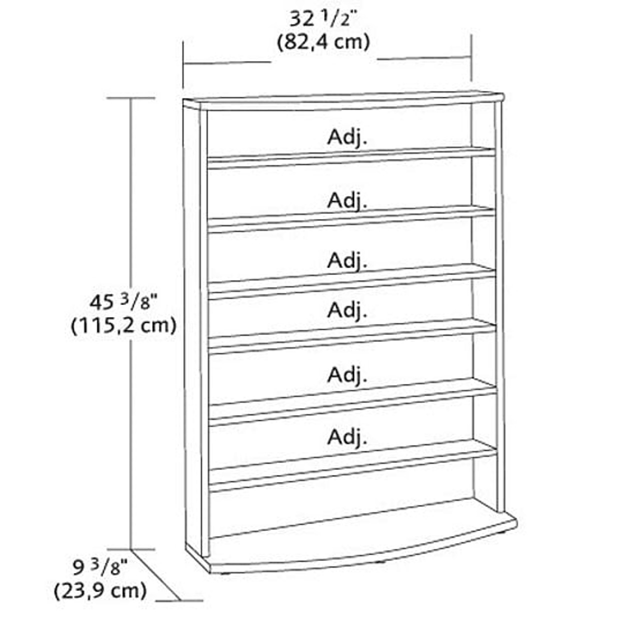 Contemporary 6-Shelf Bookcase Multimedia Storage Rack Tower in Brown Finish