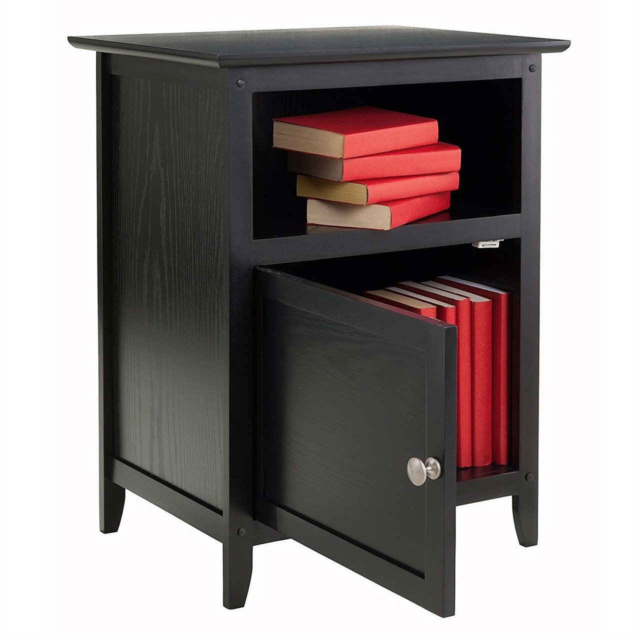 Black Shaker Style End Table Nighstand with Shelf Black Shaker Style End Table Nighstand with Shelf