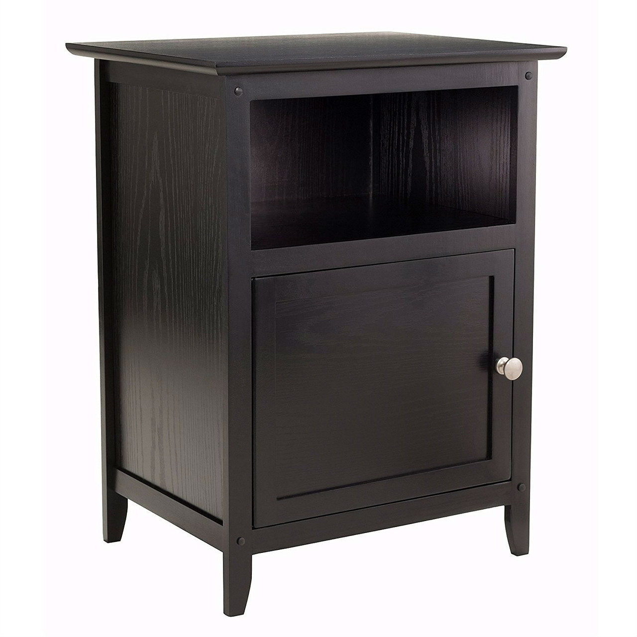 Black Shaker Style End Table Nighstand with Shelf Black Shaker Style End Table Nighstand with Shelf