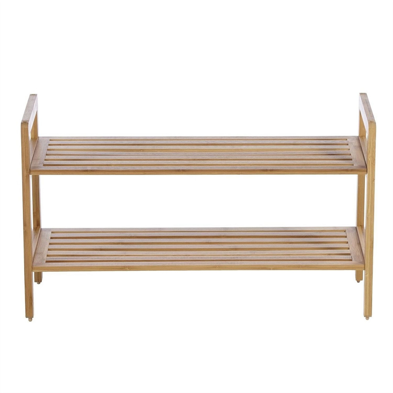 Modern Bamboo 2-Shelf Shoe Rack - Holds up to 8-Pair of Shoes
