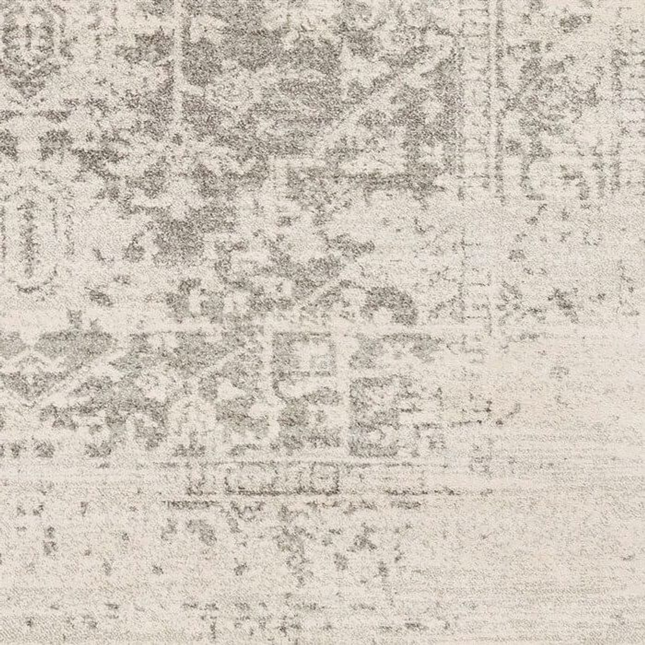 3' x 5' Distressed Oriental Area Rug in Light Grey / Beige