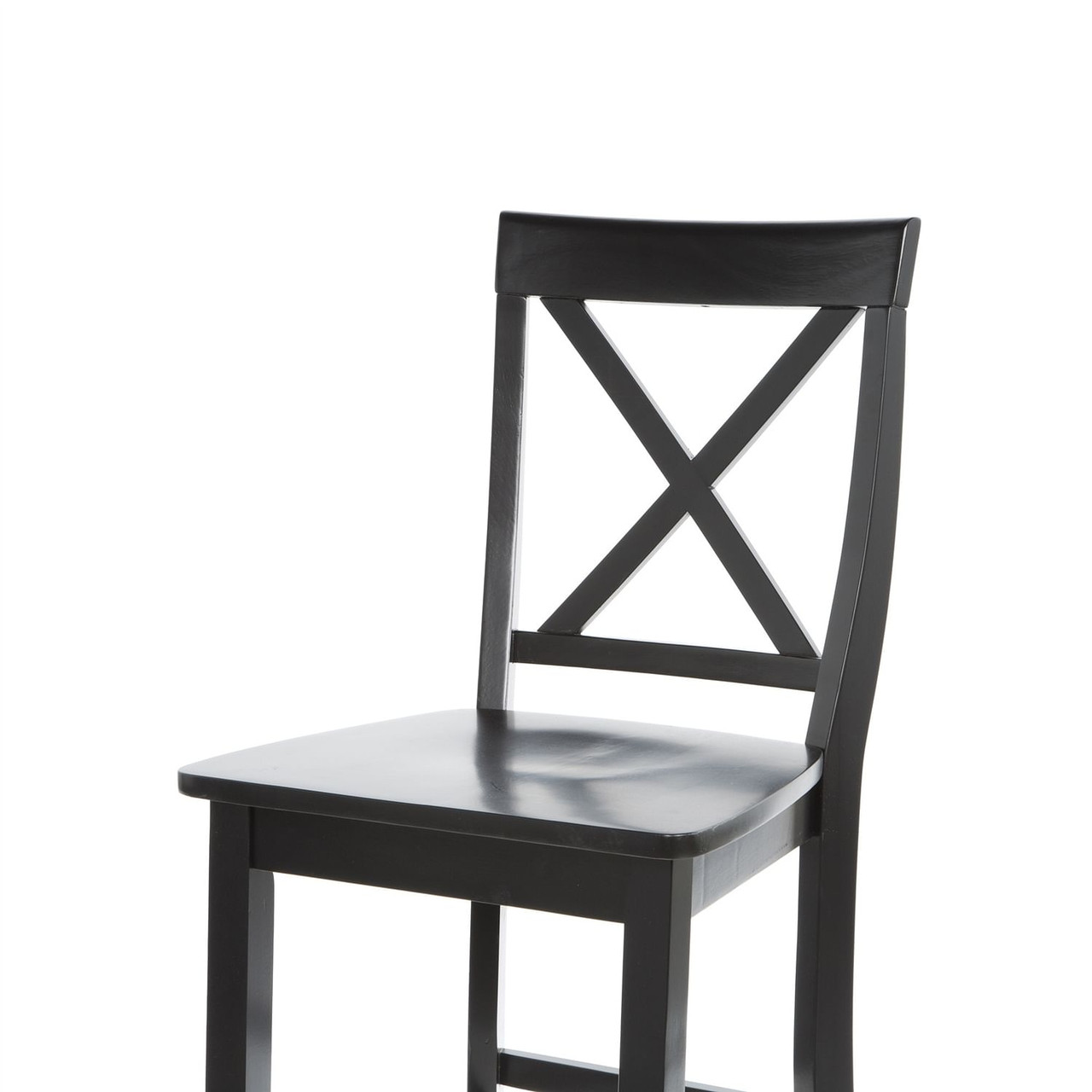 Set of 2 - X-Back Solid Wood 30-inch Barstools in Black Finish