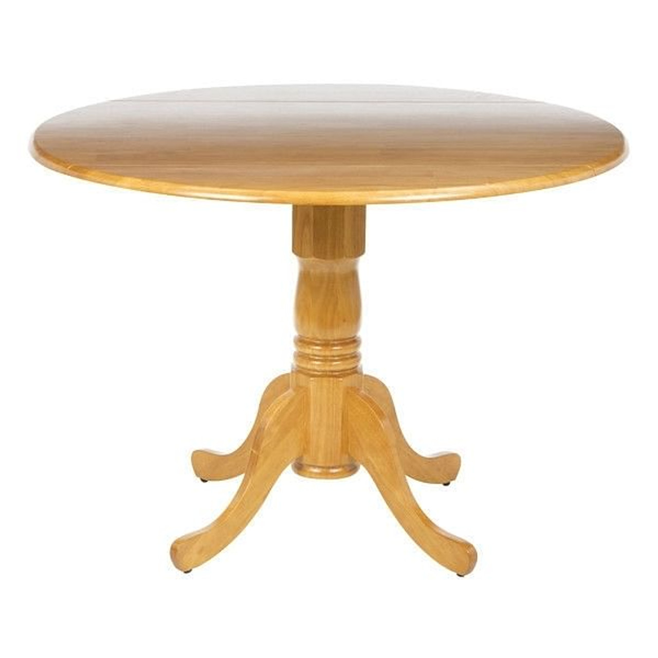 Round 42-inch Drop-Leaf Dining Table in Oak Wood Finish