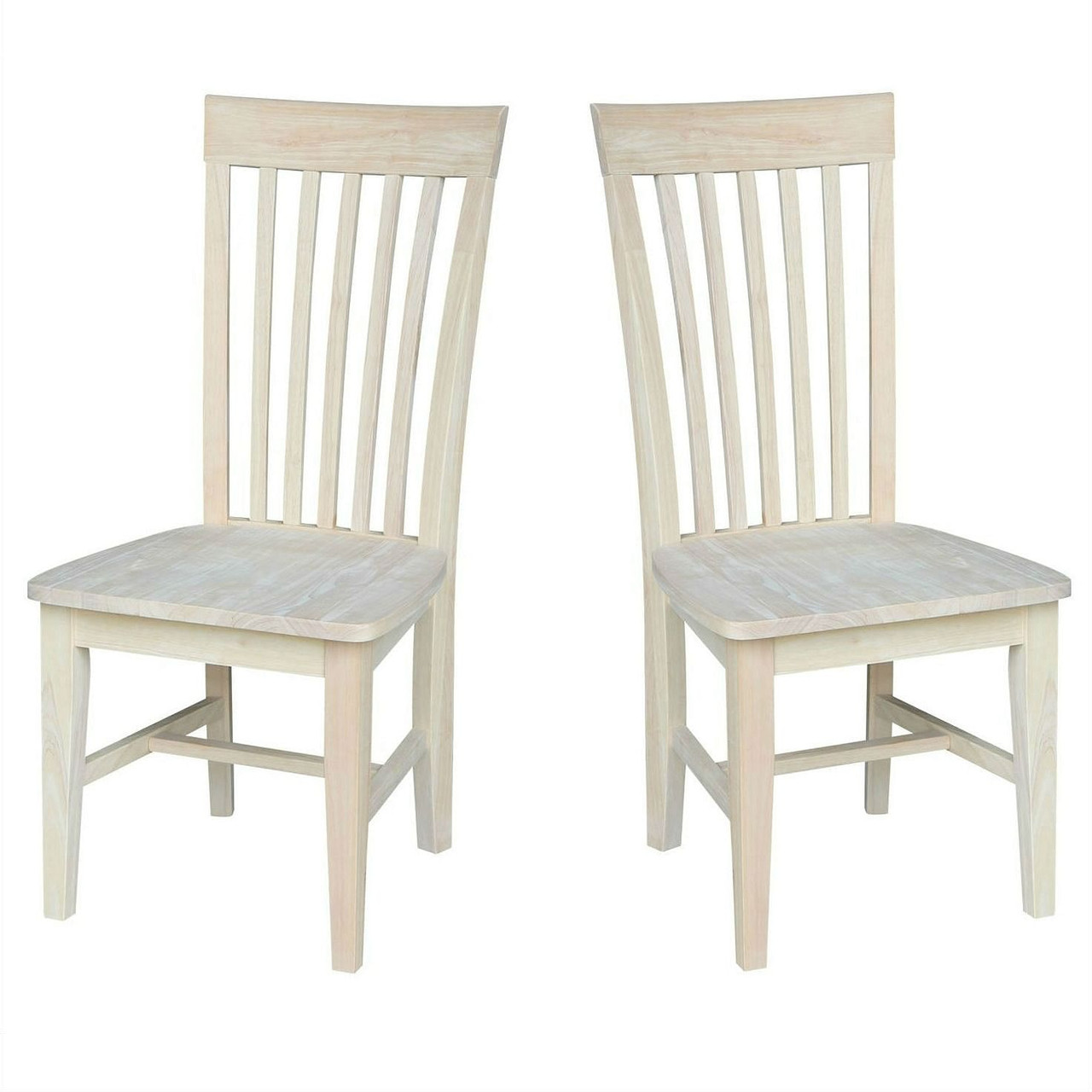 Set of 2 - Mission Style Unfinished Wood Dining Chair with High Back