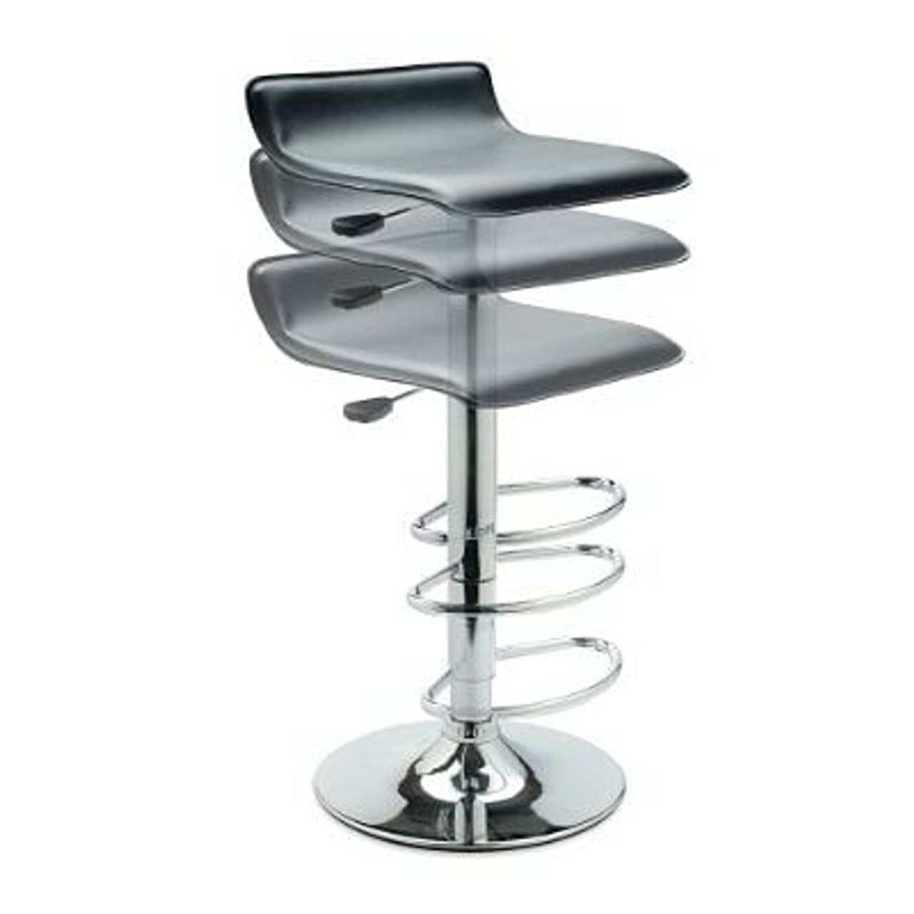 Contemporary ABS Air-Lift Swivel Bar Stool in Black Faux Leather