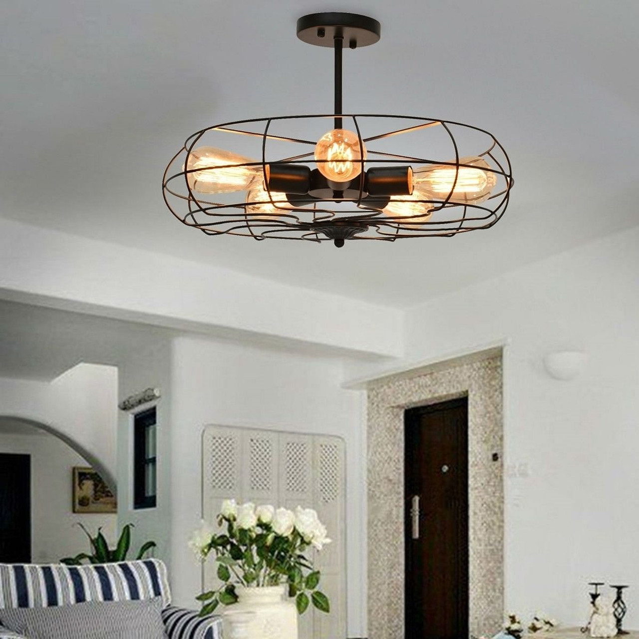 5 Light Modern Black Iron Sphere Modern Chandelier..