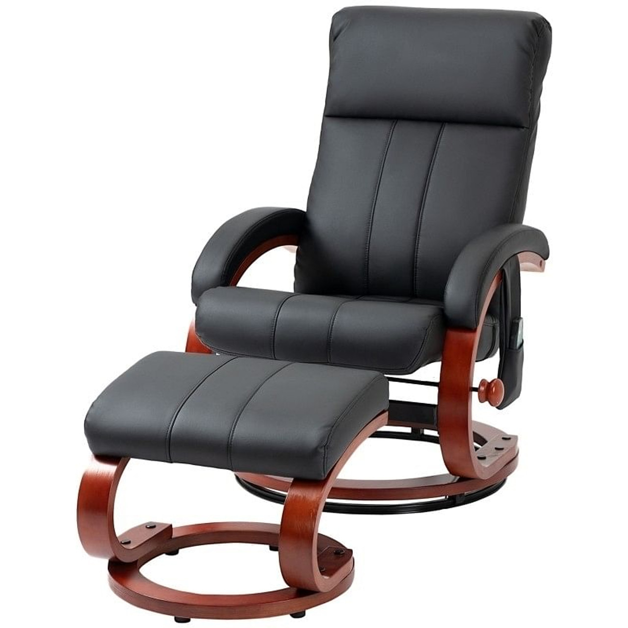 Adjustable Black Faux Leather Electric Remote Massage Recliner Chair with Ottoman