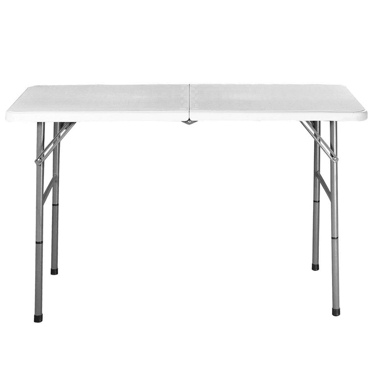 White HDPE Plastic Heavy Duty Indoor Outdoor Folding Table with Steel Frame