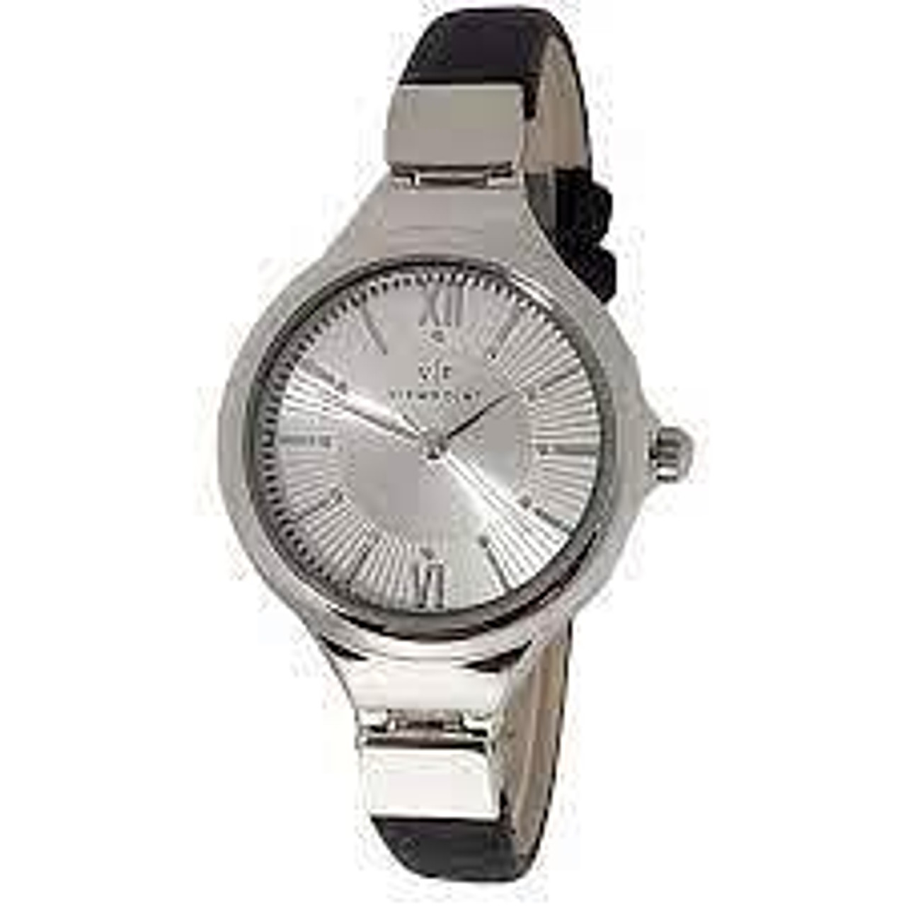 Viewpoint by Timex Women's 30mm Silver-Tone Dial Black Strap Watch -  Walmart.com