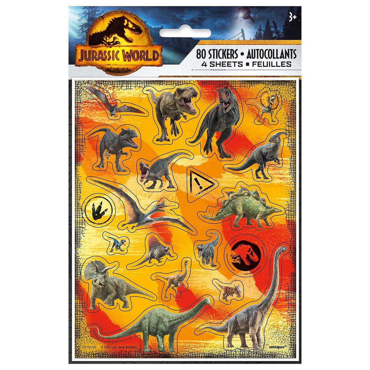 Jurassic World Dominion Sticker Sheets [4 per Pack]