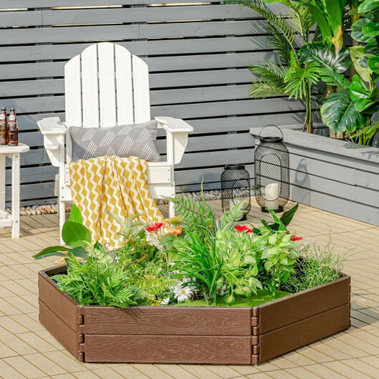 Raised Garden Bed Set for Vegetable and Flower-Brown