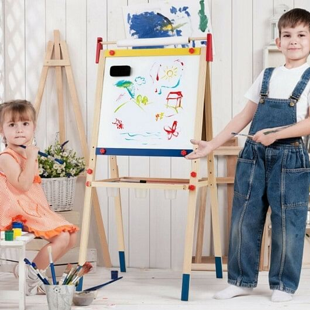 All-in-One Wooden Height Adjustable Kid's Art Easel