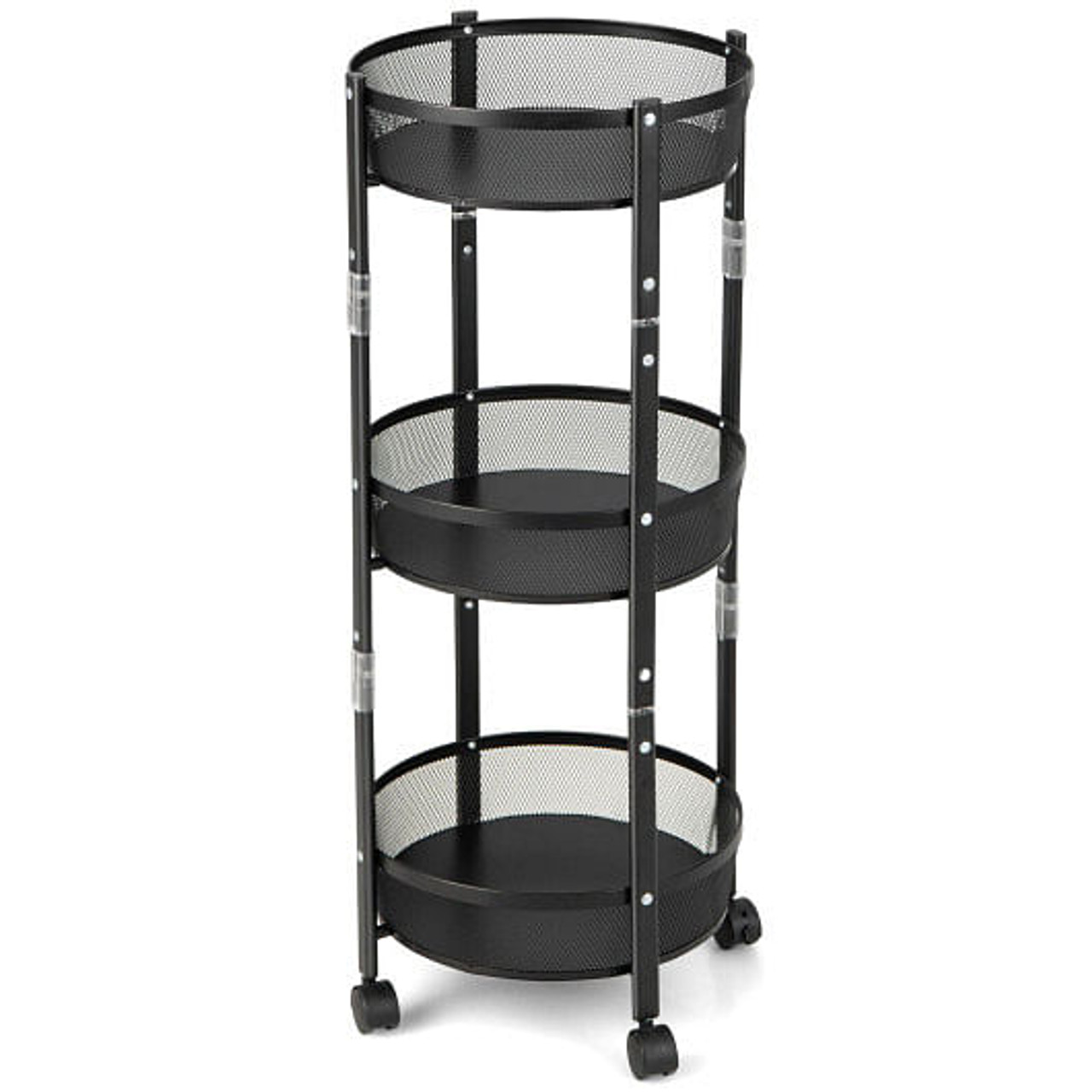 3-Tier Rotating 1-Second folding Storage Rack Metal-Round