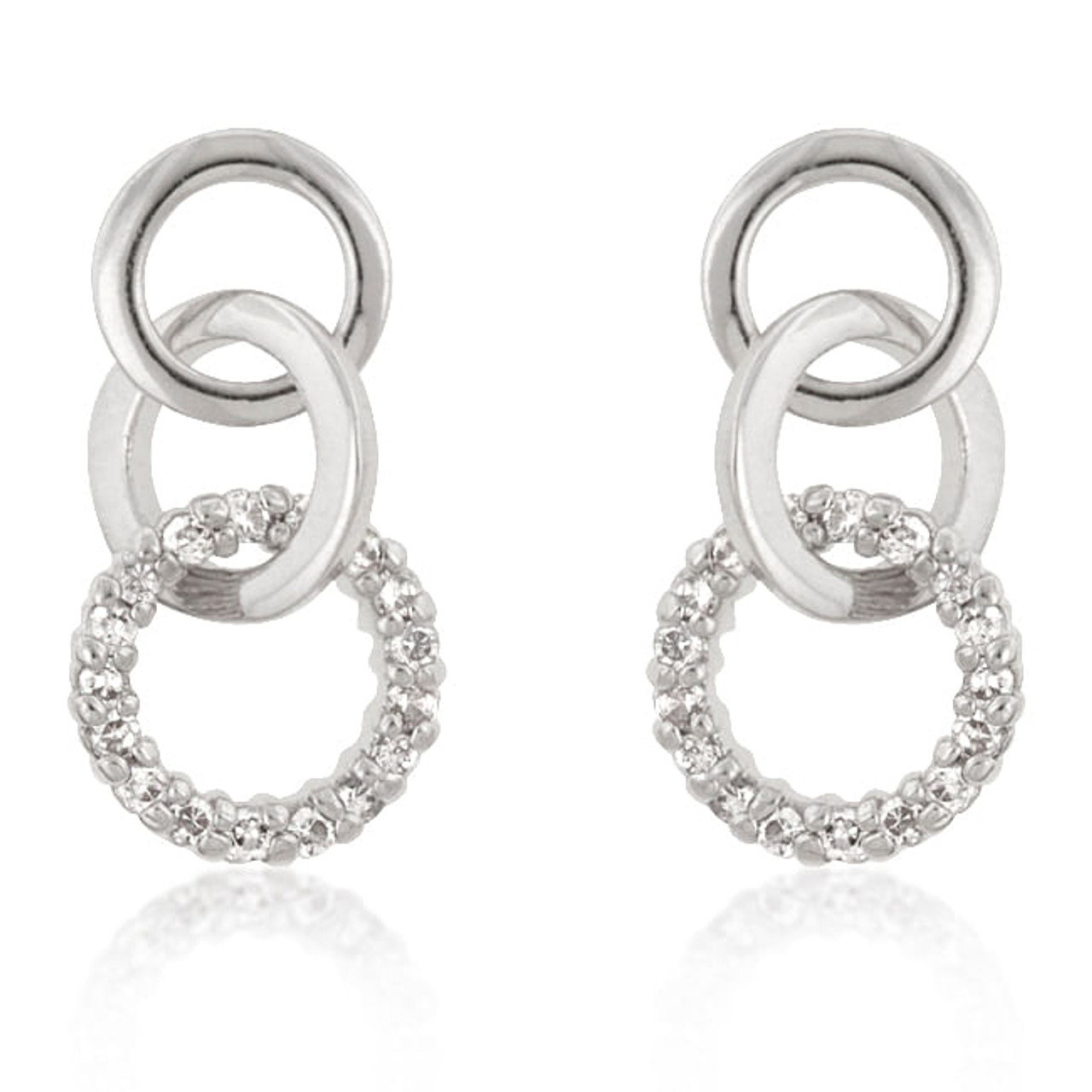 Rhodium Plated Finish Triplet Hooplet Earrings