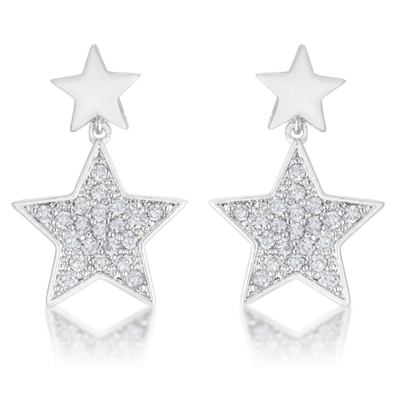 Bianca 0.5ct CZ Rhodium Star Drop Earrings