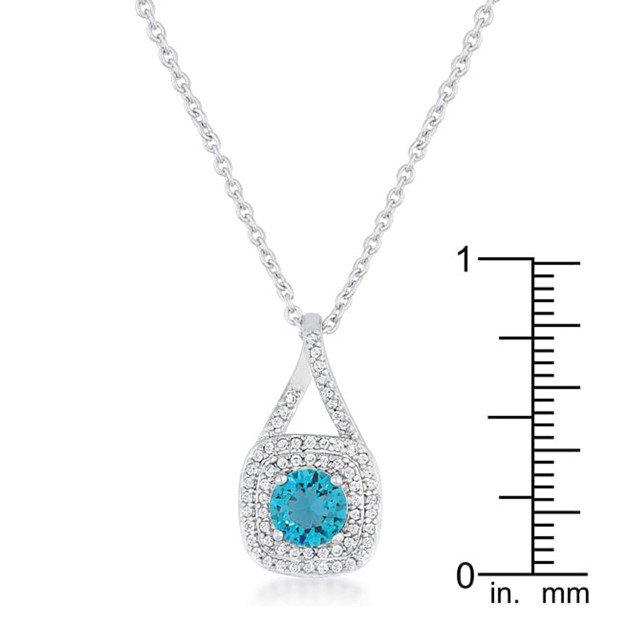 Christal 1.2ct Aqua CZ Rhodium Classic Necklace