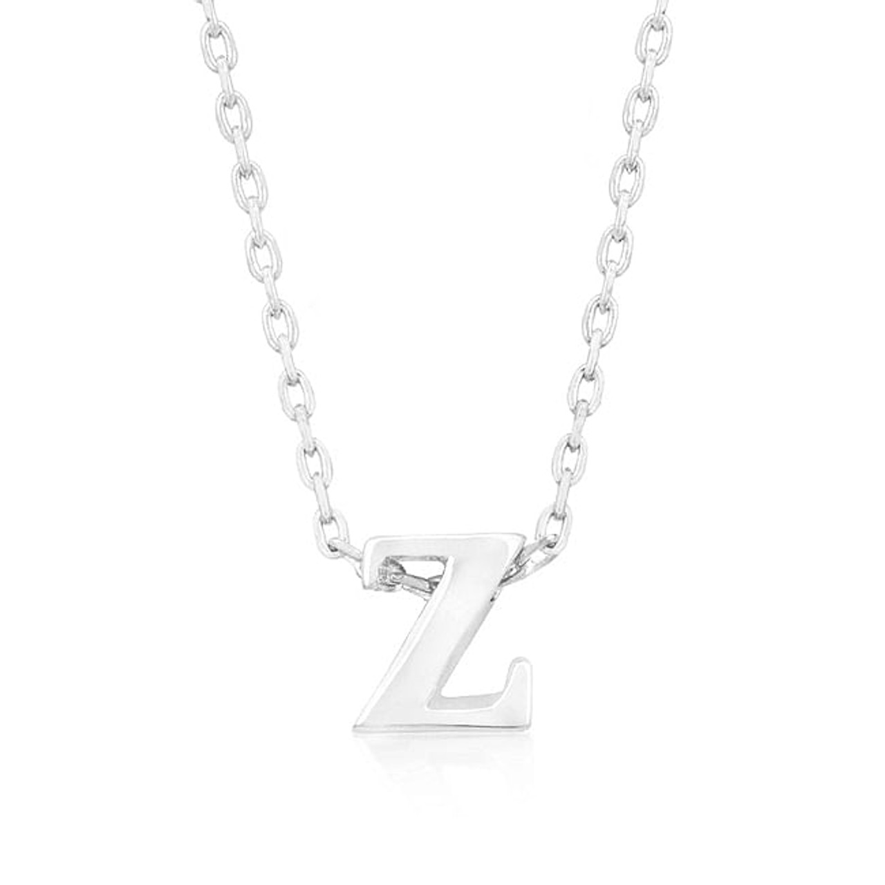 Rhodium Plated Finish Initial Z Pendant