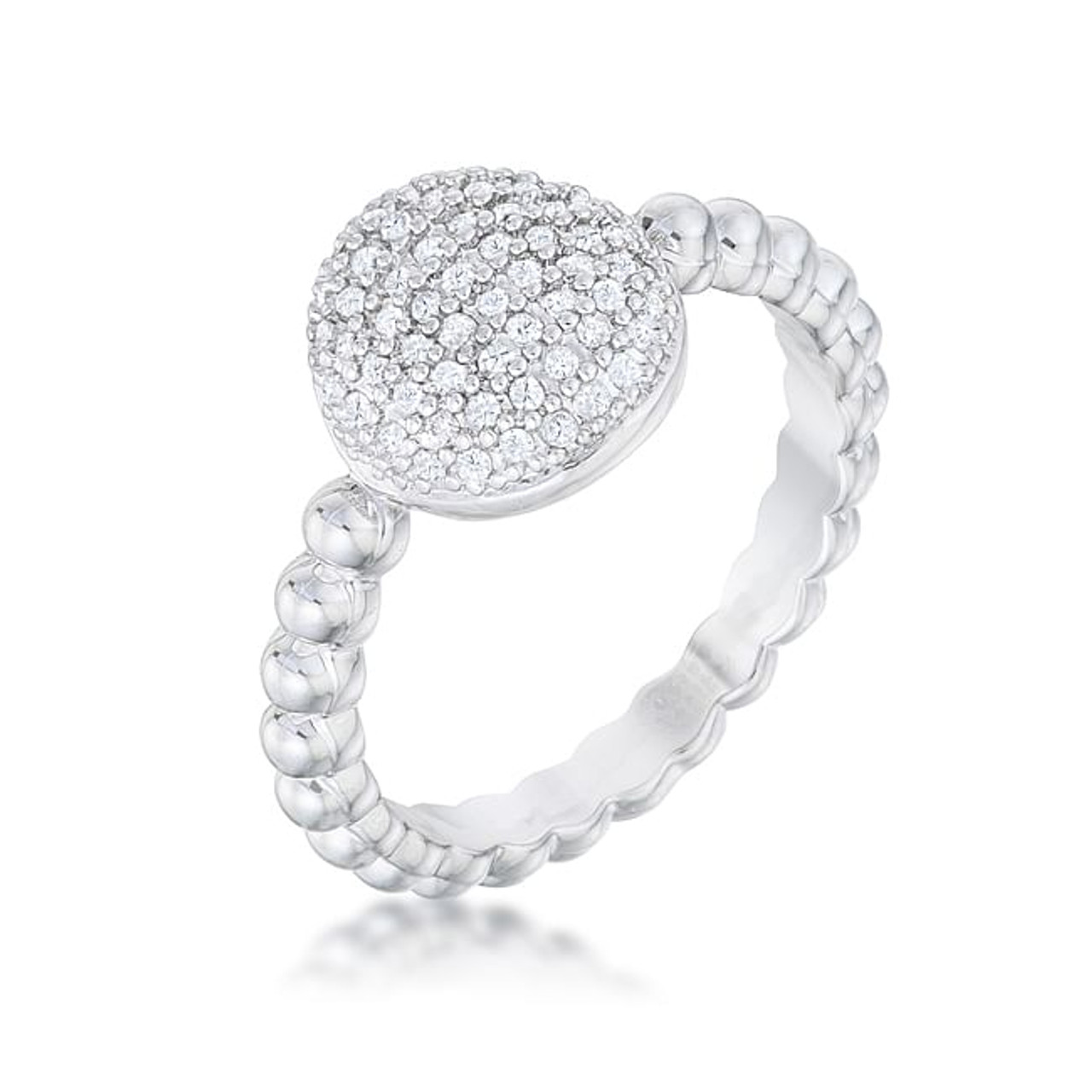 Stunning CZ Rhodium Ring