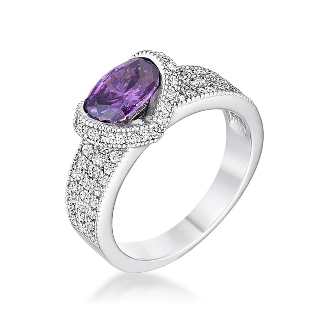 1.6 Ct Amethyst Oval CZ Ring