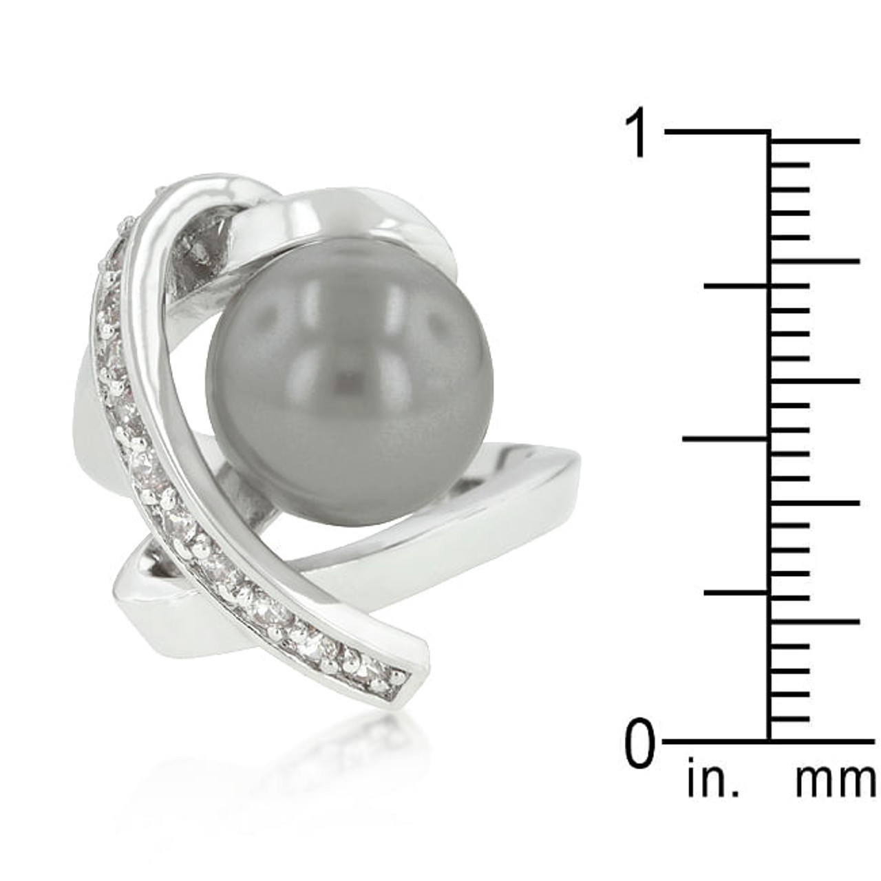 Rhodium Plated Knotted Simulated Pearl Ring