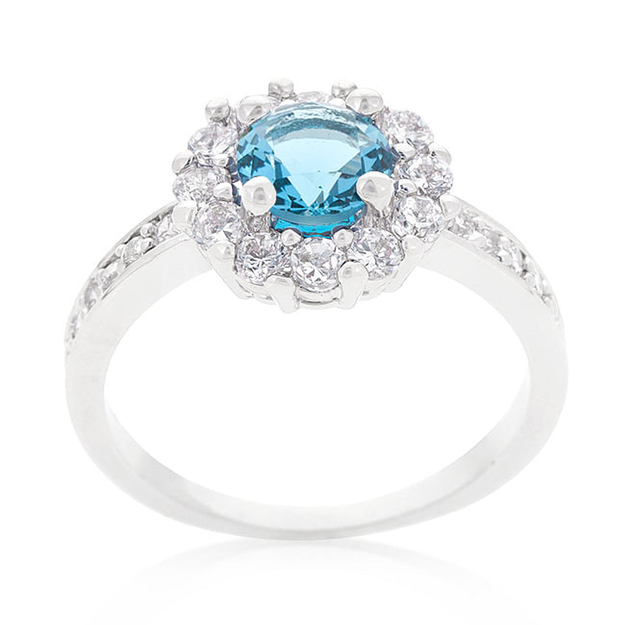 Bella Birthstone Engagement Ring in Blue