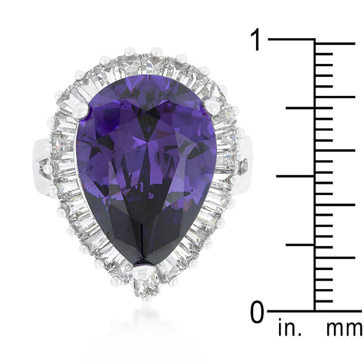 Cubic Zirconia Purple and Clear Cocktail Ring