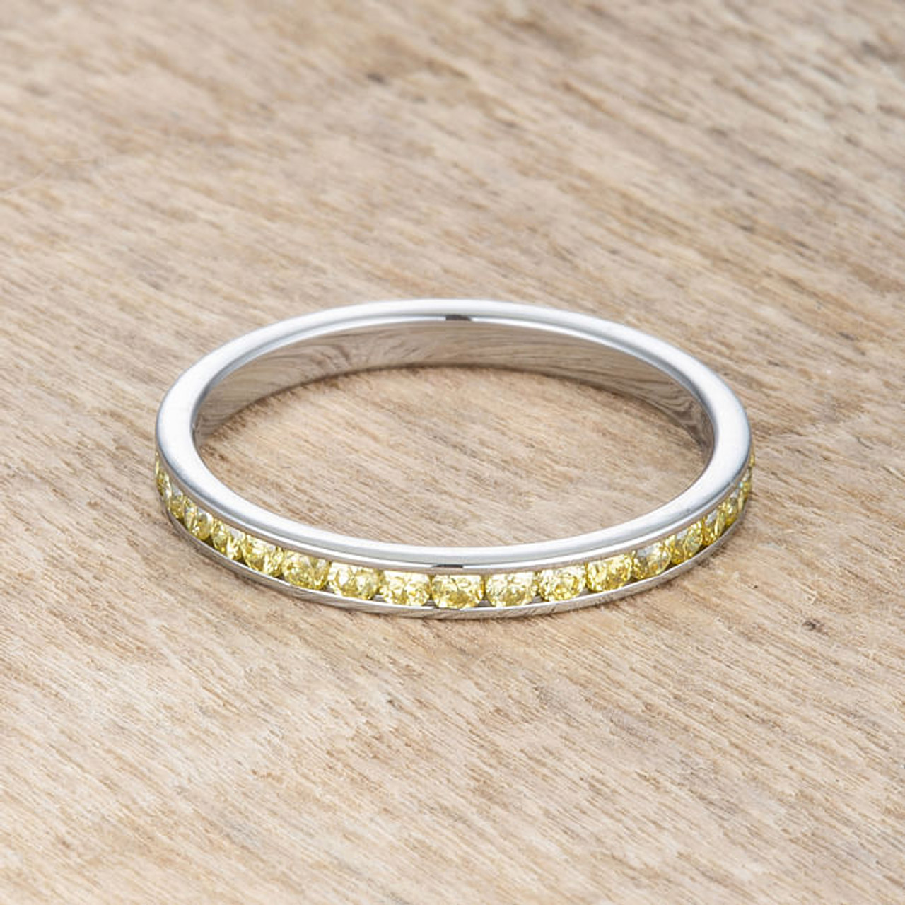 Teresa 0.5ct Jonquil CZ Stainless Steel Eternity Band