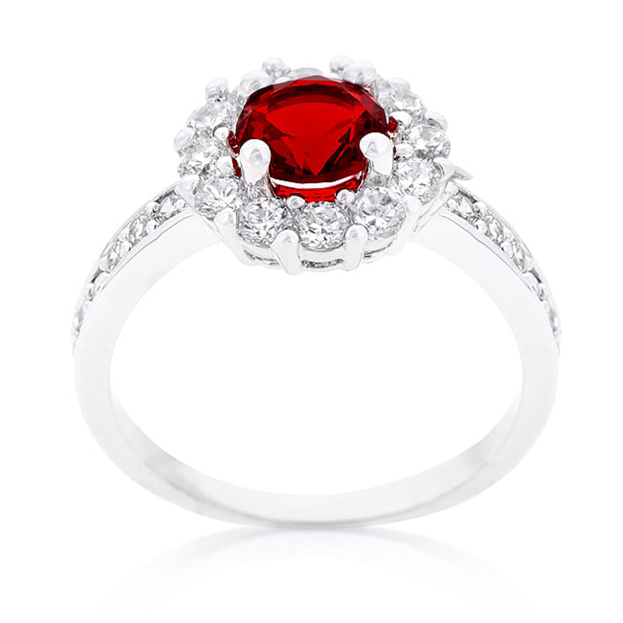 Garnet Halo Engagement Ring