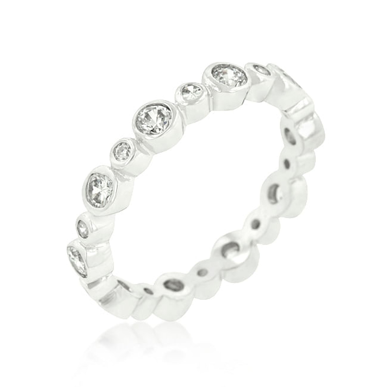 Alternating Bezel Linked Cubic Zirconia Eternity Band