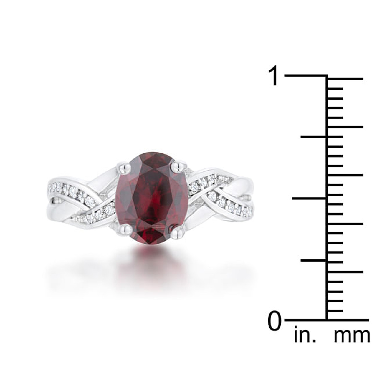 Justine 2ct Garnet CZ Rhodium Classic Oval Ring Justine 2ct Garnet CZ Rhodium Classic Oval Ring