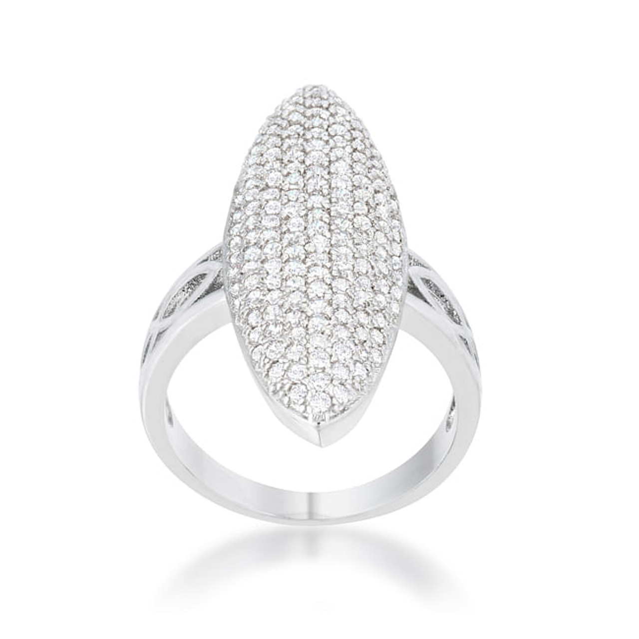 Bella 2.3ct CZ Rhodium Contemporary Cocktail Ring