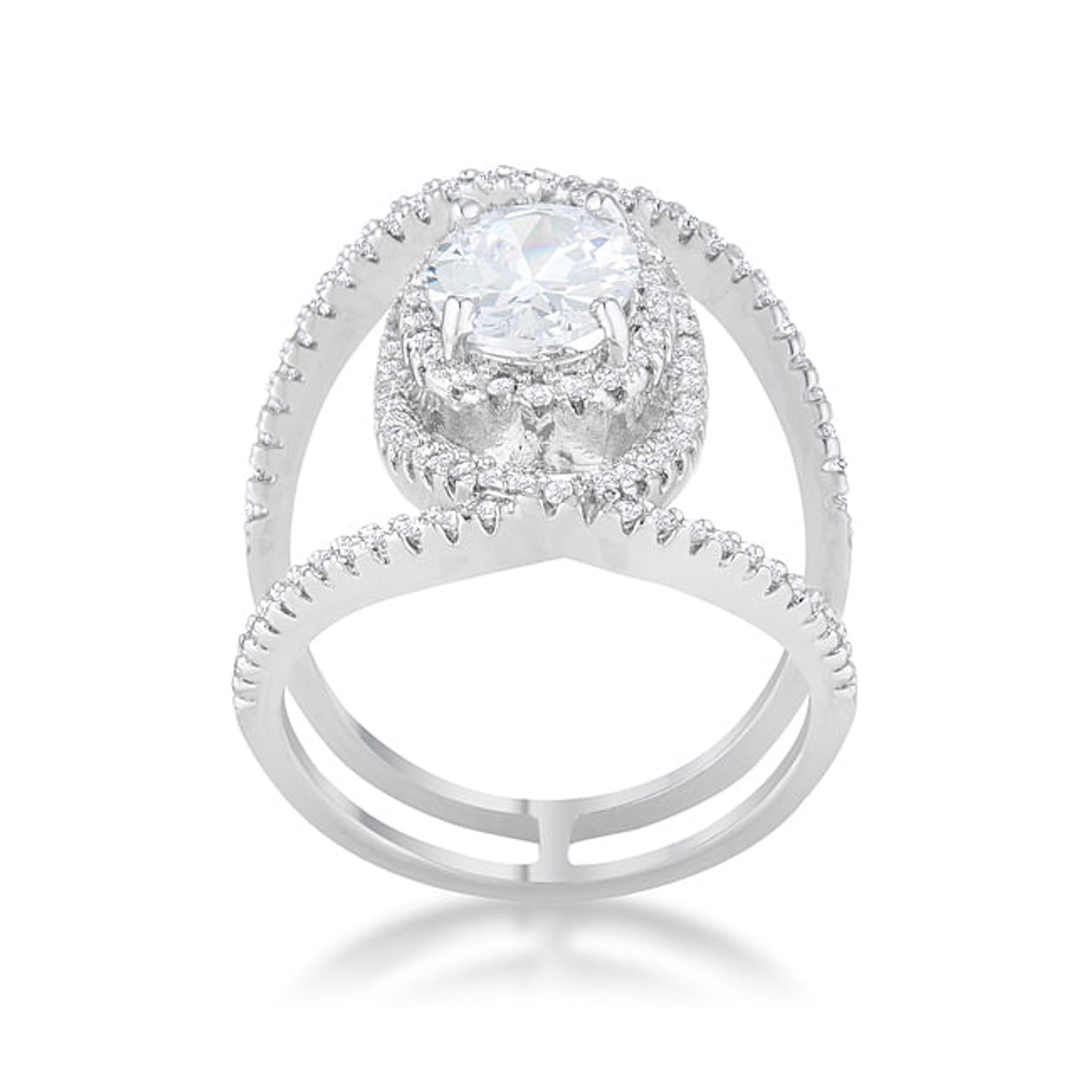 Maura 2.4ct CZ Rhodium Contemporary Cocktail Ring