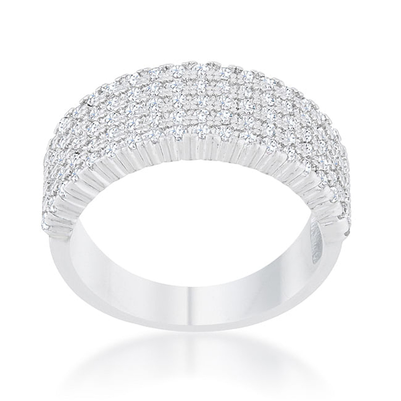 Gwen 1ct CZ Rhodium Wide Ring